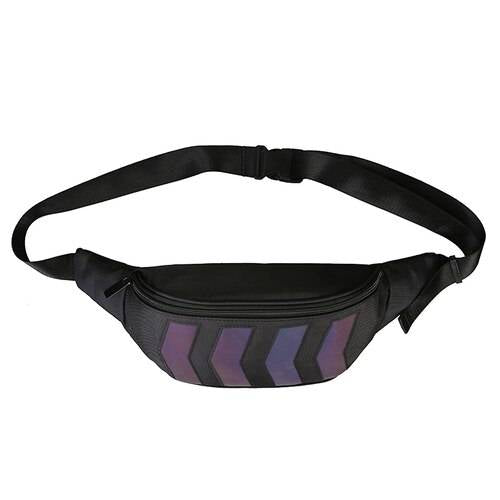 Oxford Reflective Stripes Techwear Waist Bag color: black 