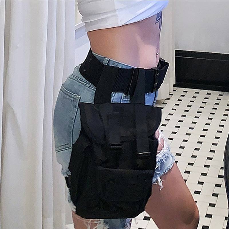 Oxford Waist Bag Black Messenger Crossbody Bag Rock Men Gothic Fanny Packs Fashion Motorcycle Leg Bag Women Travel Waterproof 