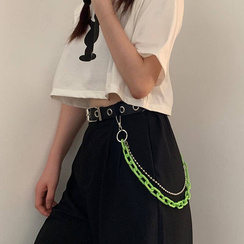 Punk Fashion Women Men Pants Waist Belt Chain Hip Hop Double Layer Chain Jeans Student Unisex Trousers Street Jewelry Gift 