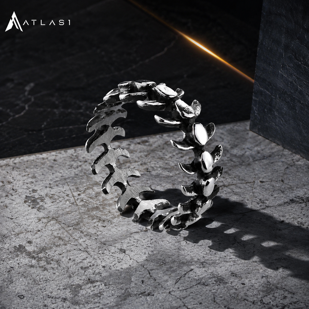 Punk Fishbone Wedding Band Ring