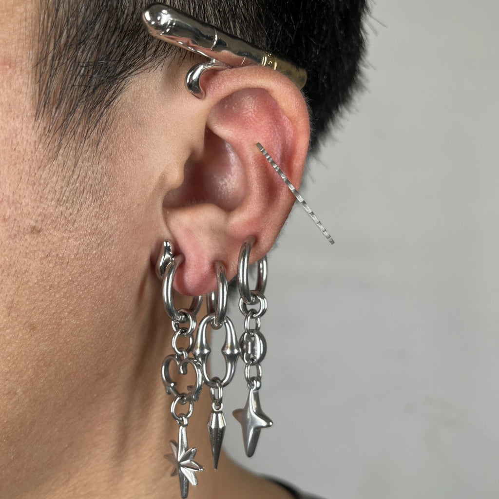 
Punk Grunge Rivet Chain Drop Earrings
