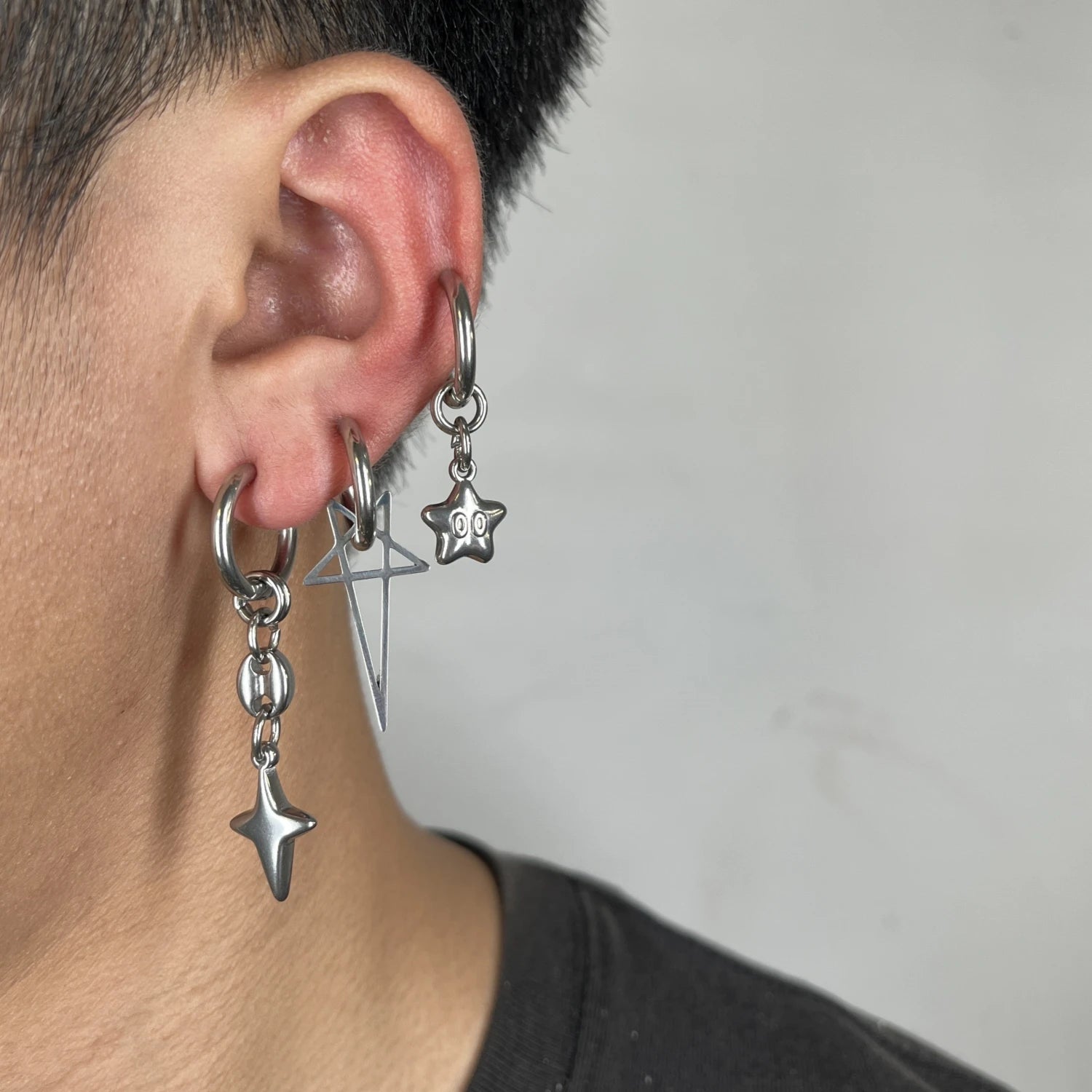 
Punk Grunge Rivet Chain Drop Earrings
