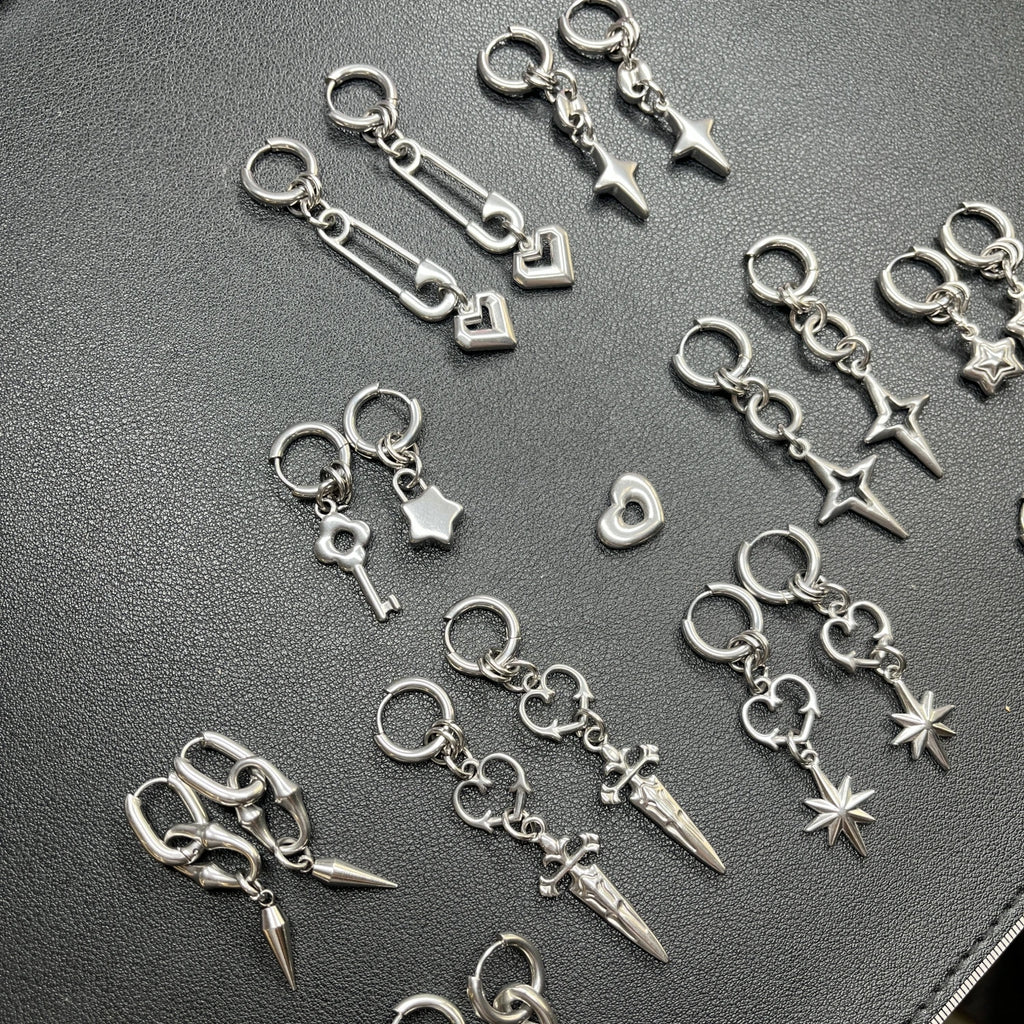 
Punk Grunge Rivet Chain Drop Earrings
