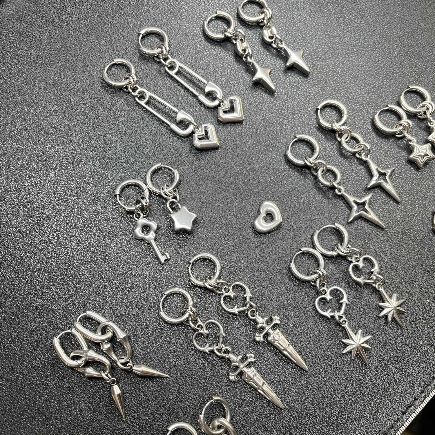 
Punk Grunge Rivet Chain Drop Earrings
