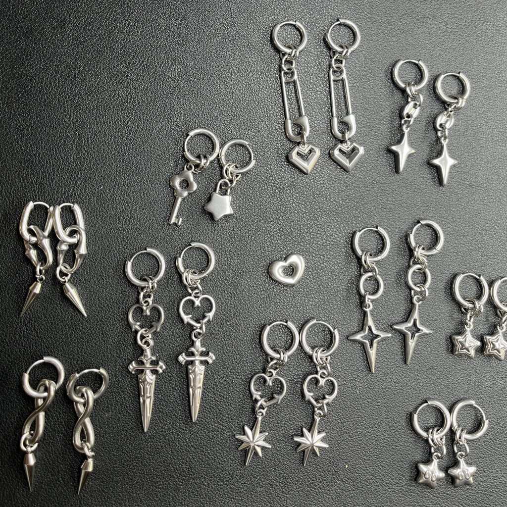 
Punk Grunge Rivet Chain Drop Earrings
