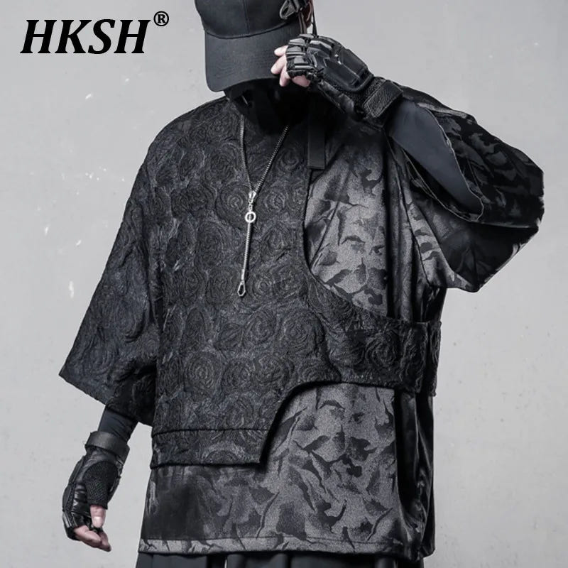 HKSH Men's Techwear Layered Short Sleeve Top