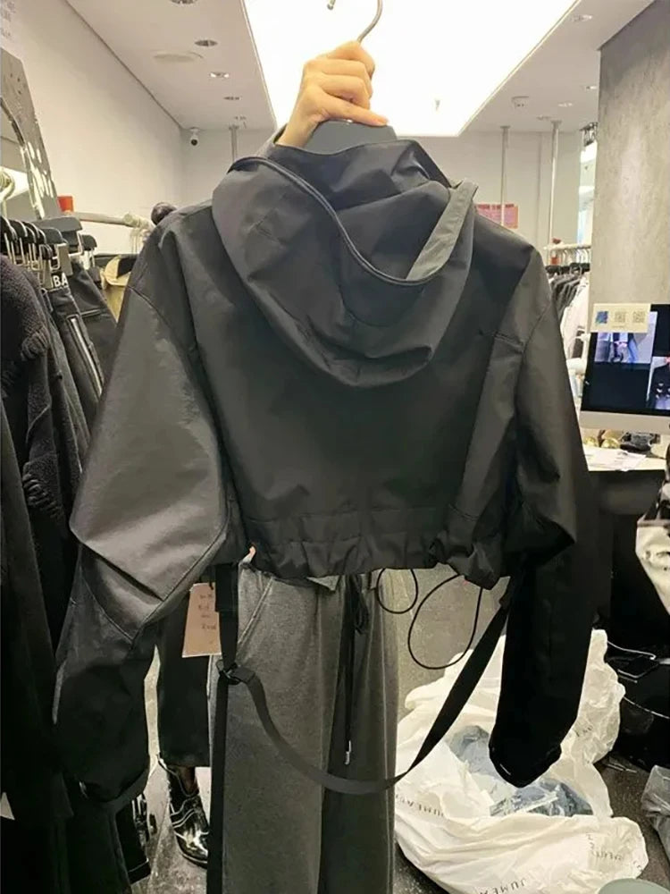 Women's Techwear Hooded Short Windbreaker Jacket