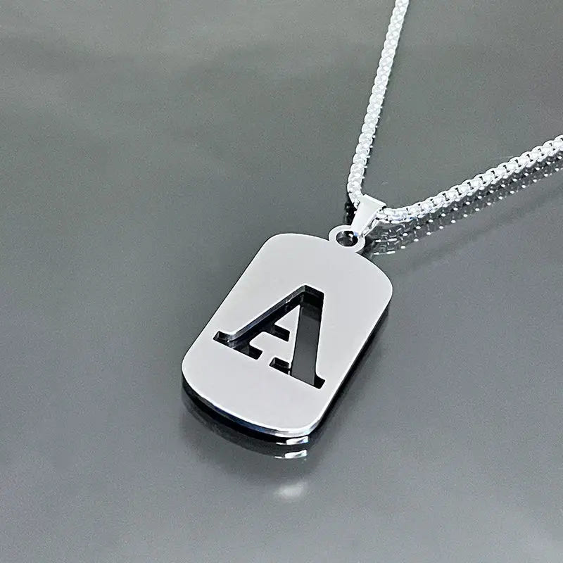 Modern Alphabet Tag Pendant Necklace