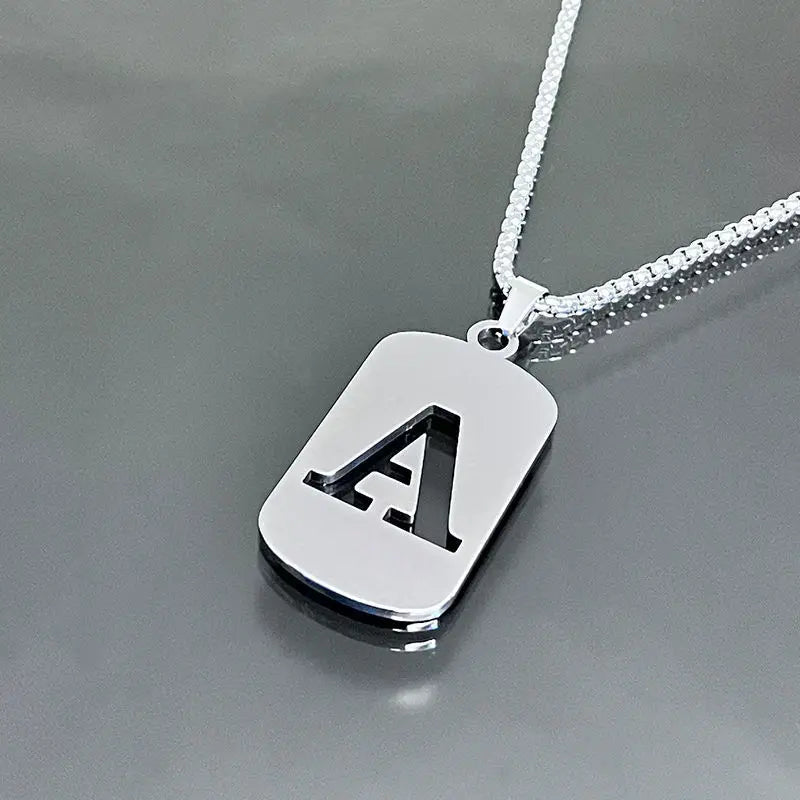 Modern Alphabet Tag Pendant Necklace