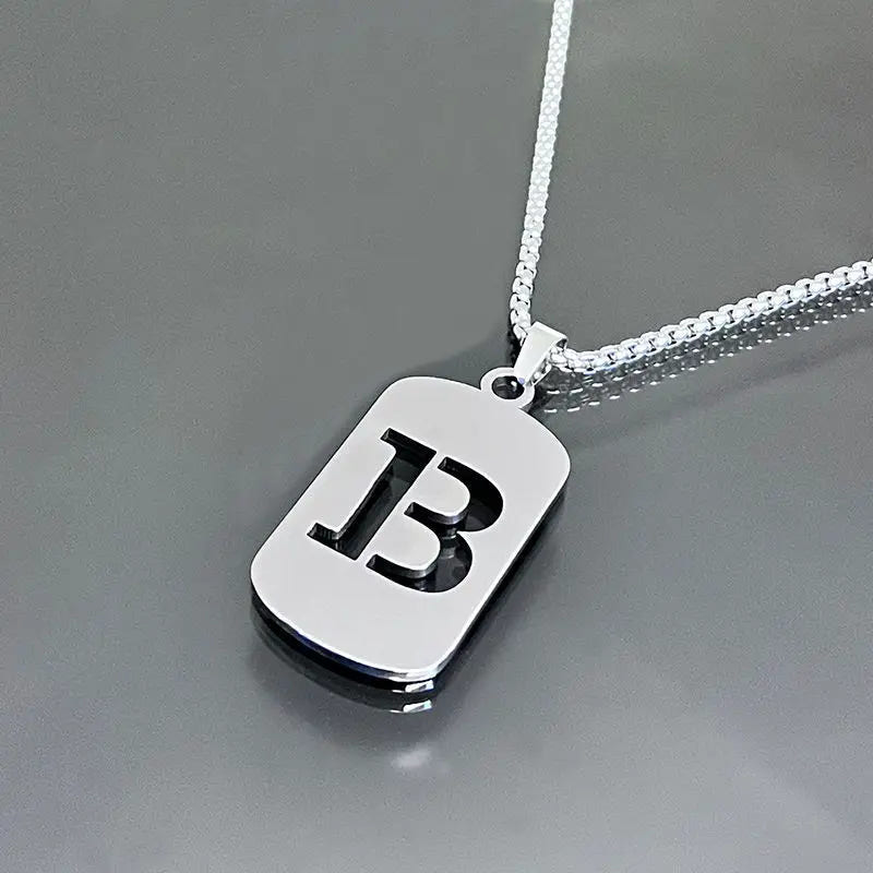 Modern Alphabet Tag Pendant Necklace