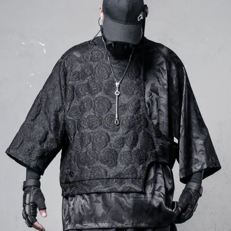 HKSH Men's Techwear Layered Short Sleeve Top