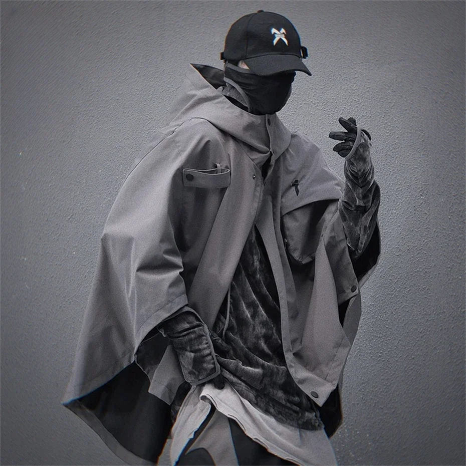 Women's Hooded Techwear Functional Cape Jacket
