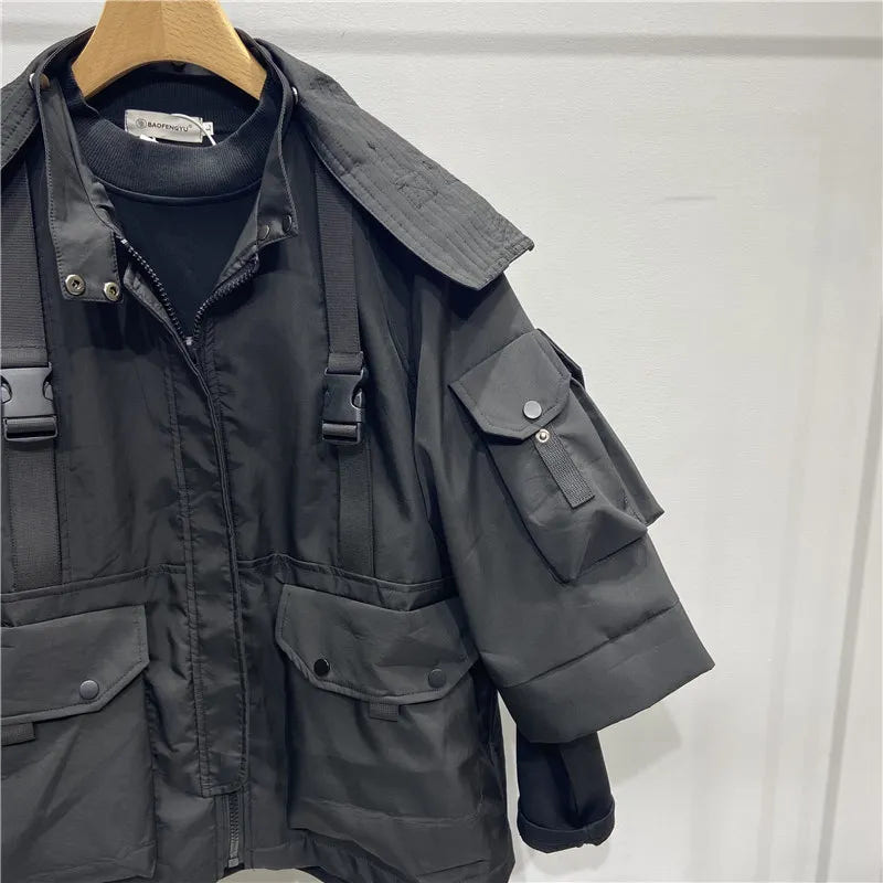 Men's Tactical Hooded Cargo Jacket