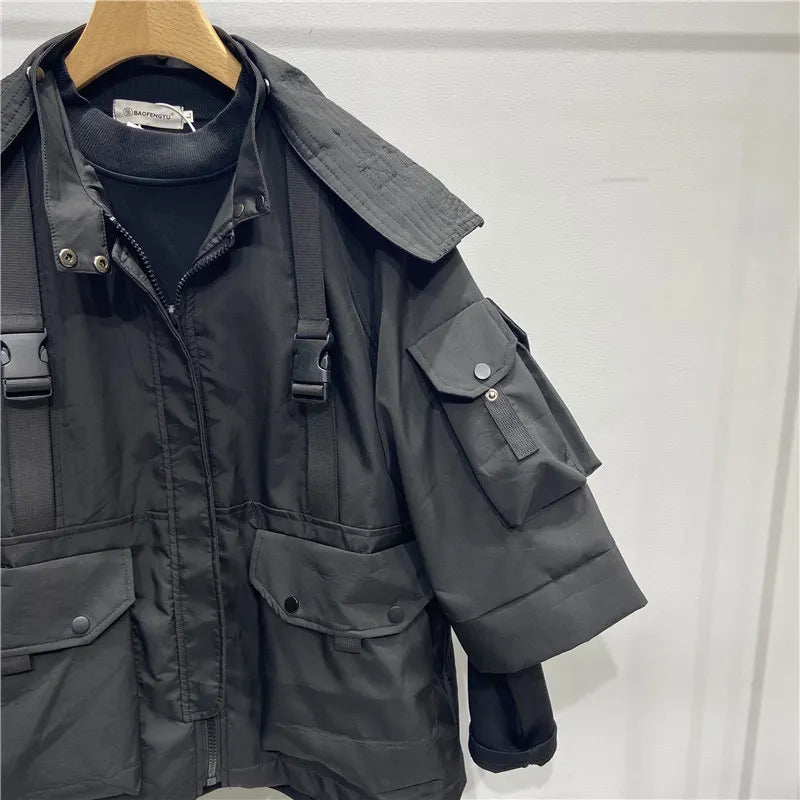 Men's Tactical Hooded Cargo Jacket