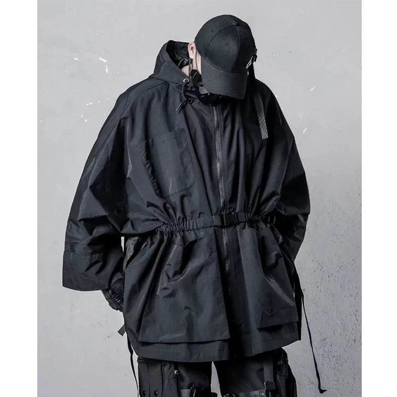 Men's Hooded Windbreaker Trench Jacket