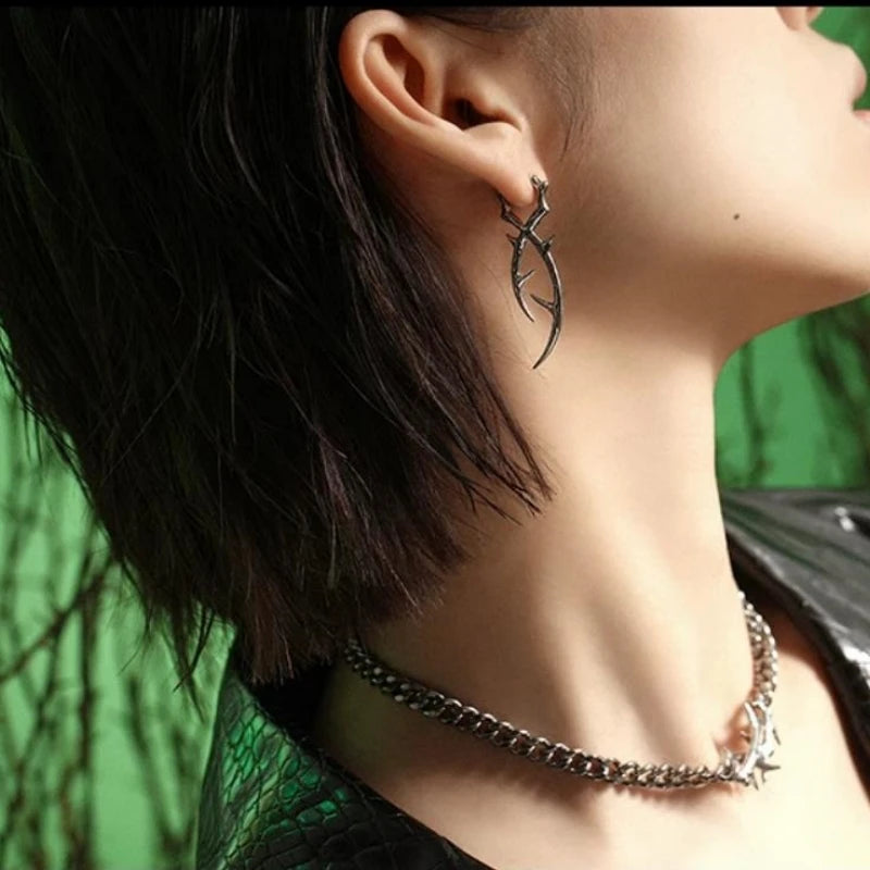 Punk Goth Irregular Thorn Dangle Earrings