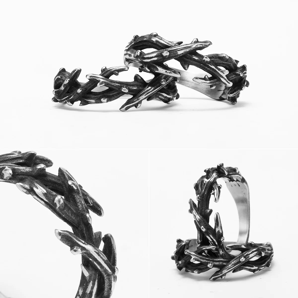 Thorn Crown Retro Stainless Steel Ring