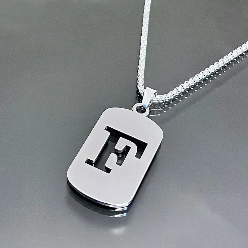 Modern Alphabet Tag Pendant Necklace