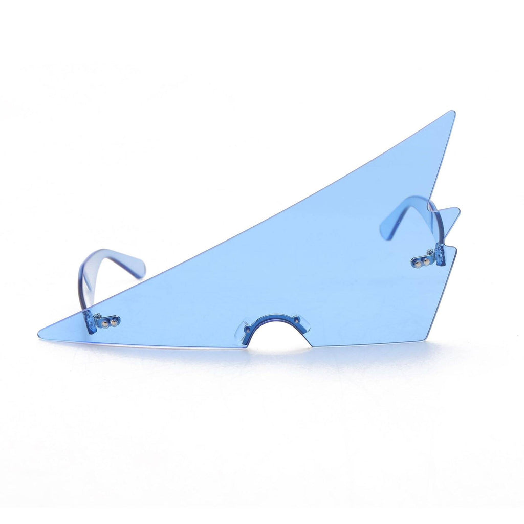 Sella 2020 New Triangle One Piece Oversized Sunglasses Men Women Party Street Style Red Yellow Tint Lens Eyewear Lenses Color: Blue 