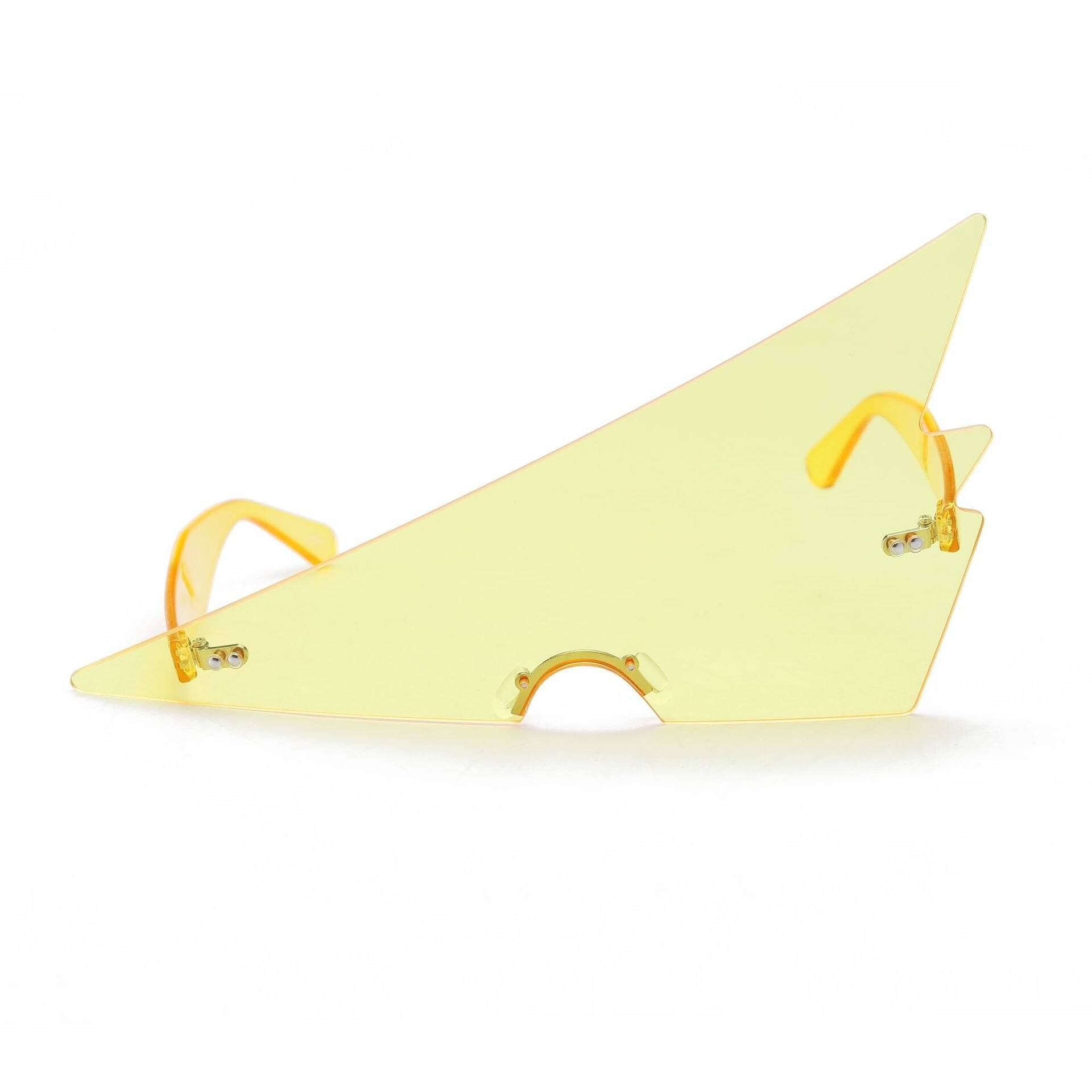 Sella 2020 New Triangle One Piece Oversized Sunglasses Men Women Party Street Style Red Yellow Tint Lens Eyewear Lenses Color: yellow 