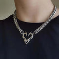 Silver Thorn Heart Choker Necklace