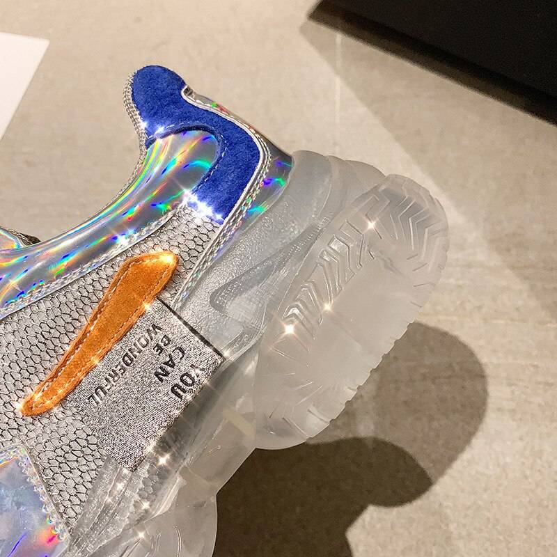 Shimmer© Women&#8217;s Transparent Holographic Techwear Sneakers 