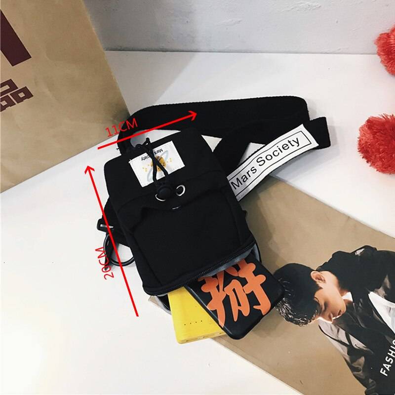 Small Canvas Chest Pack for Men Women Crossbody Bags Hip Hop Streetwear Bag Fanny Pack Multifunction Mini Belt Waist Chest Bag 