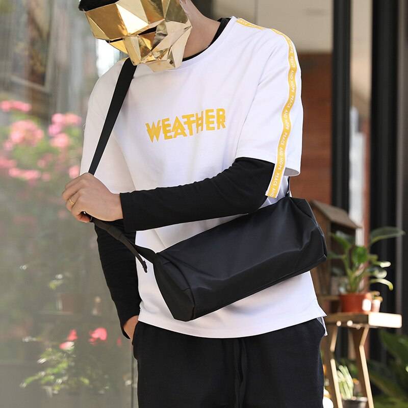 Solid Black Casual Minimalist Style Crossbody Bag 