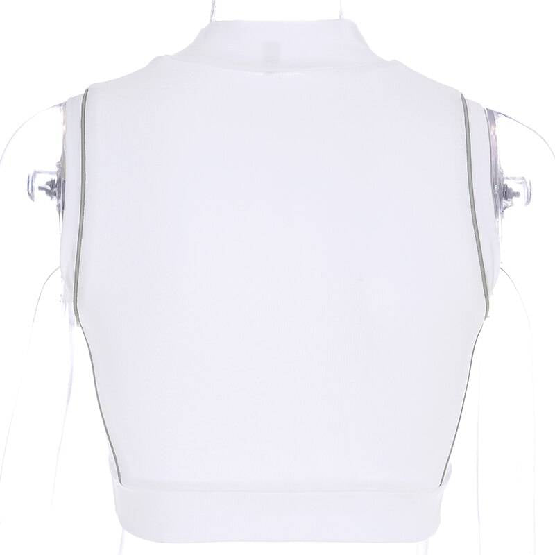 Sweetown Reflective Letter Printed Tank Top Fitness Clothing Woman Fashion 2021 Sleeveless Sexy Push Up Summer Top Activewear 