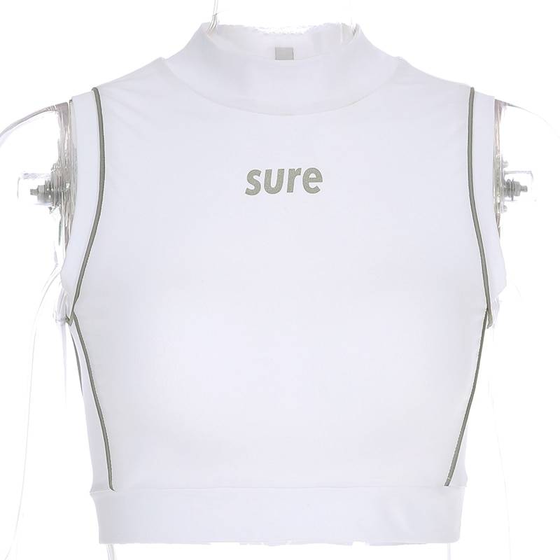 Sweetown Reflective Letter Printed Tank Top Fitness Clothing Woman Fashion 2021 Sleeveless Sexy Push Up Summer Top Activewear 