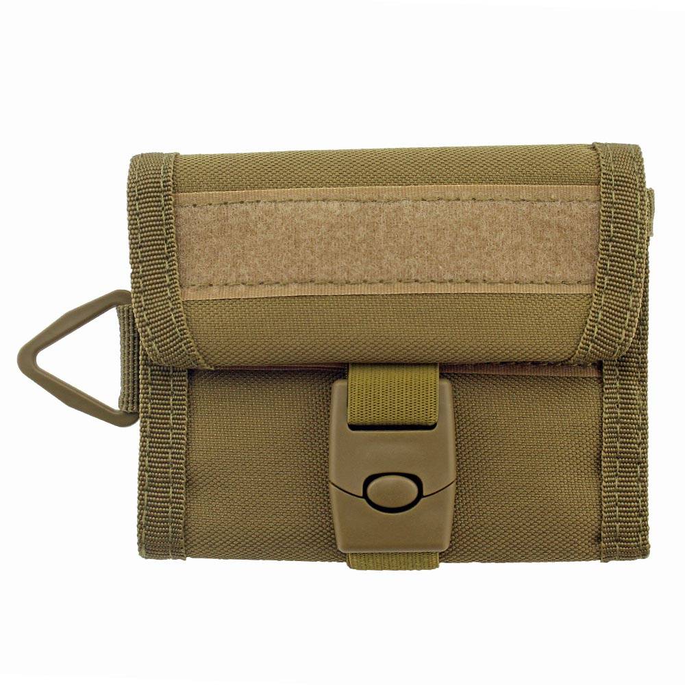 Tactical 800D Nylon Military Outdoor Sports Wallet Purse Mesh Pocket Hook Loop and Buckle Cloure Hunting Molle Bag color: Tan 