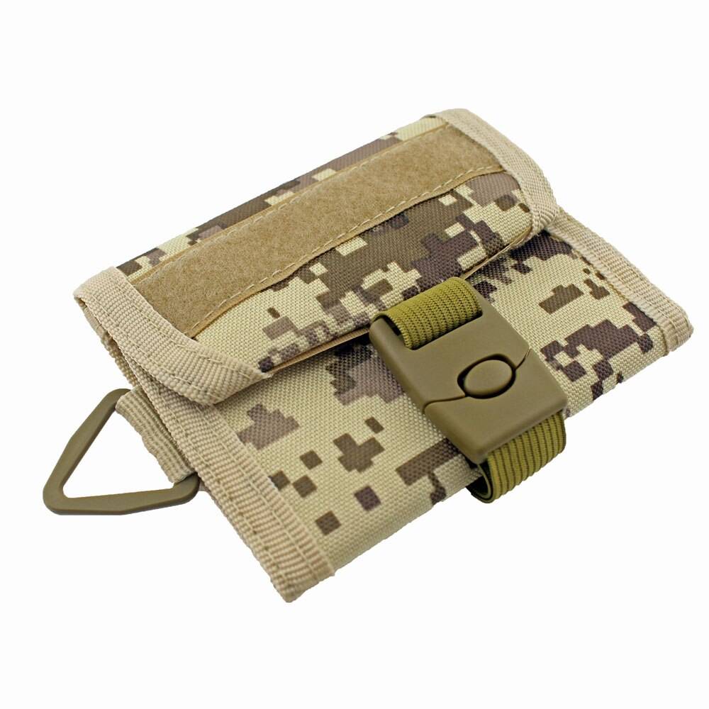 Tactical 800D Nylon Military Outdoor Sports Wallet Purse Mesh Pocket Hook Loop and Buckle Cloure Hunting Molle Bag color: Desert 