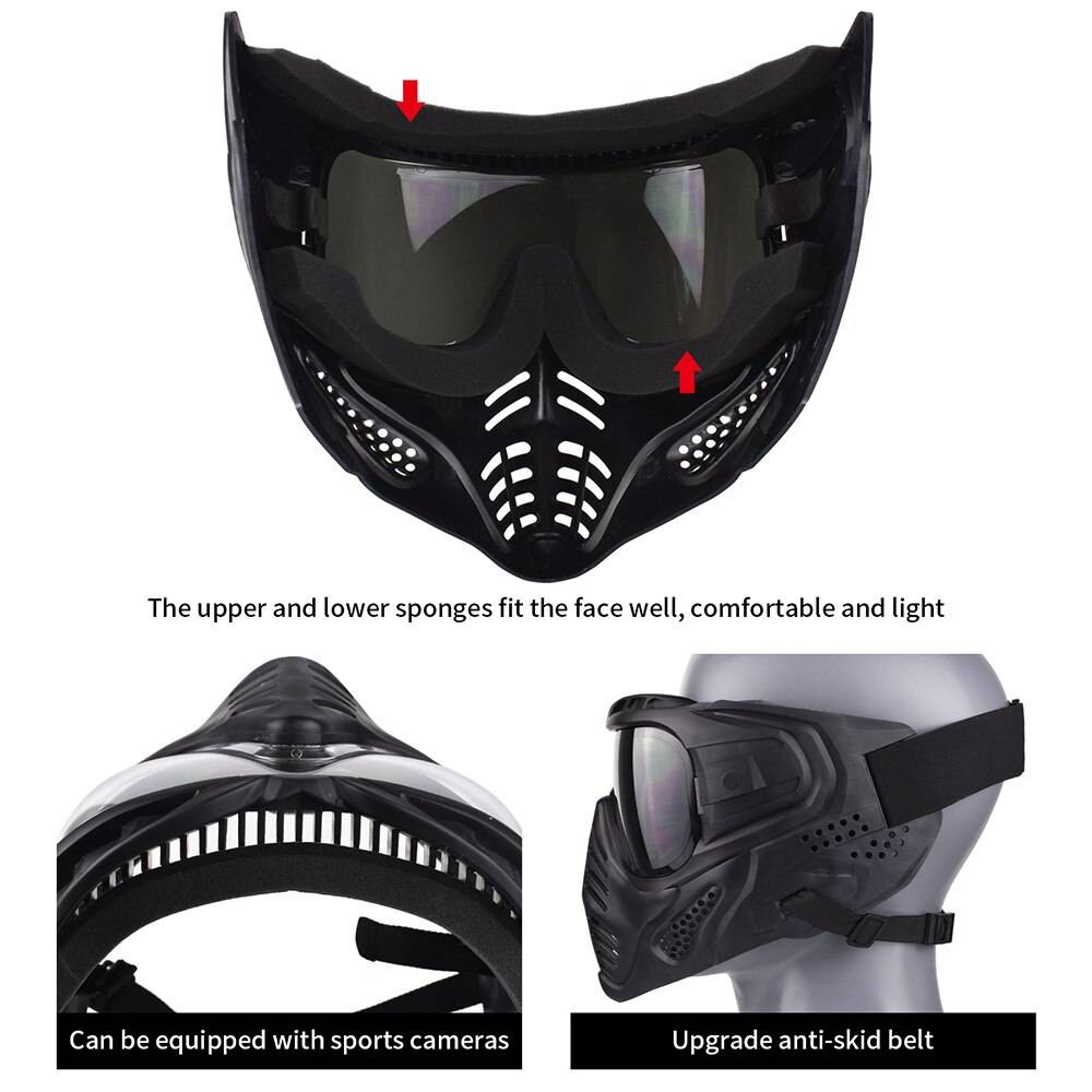 Tactical Full Face Protective Mask Masquerade Cosplay Mouth Mask Military Hunting Shooting Airsoft Paintball Goggles Mask 