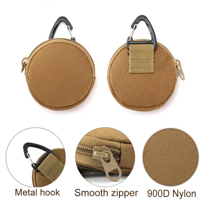 Tactical Round Wallet with Carabiner 