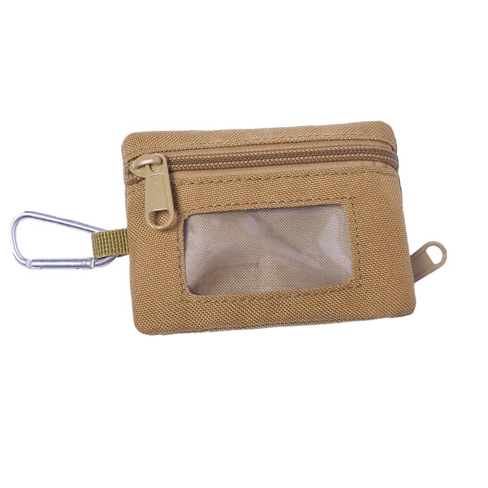 Tactical Style Portable Wallet with Carabiner color: Tan 