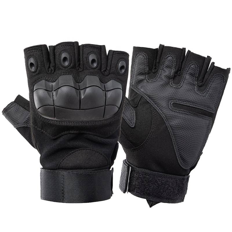 Tactical Style Shockproof Sports Techwear Gloves color: Half Black size: M 