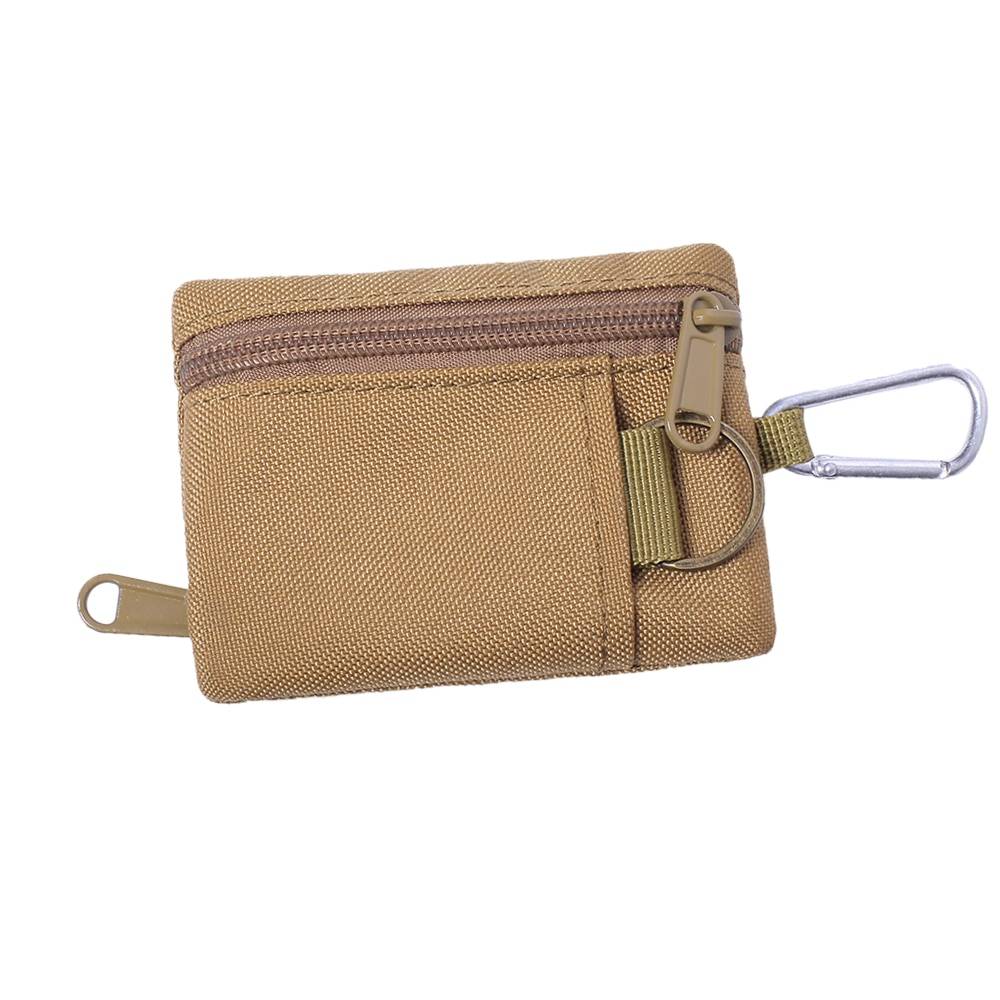Tactical Wallet EDC Molle Pouch Portable Key Card Case Outdoor Sports Coin Purse Hunting Bag Zipper Pack Multifunctional Bag color: Tan 