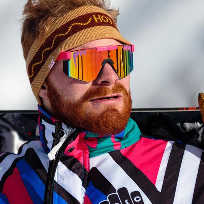 Techwear Adjustable Temple Sunglasses red pit viper double wide polarized men mirrored lens tr90 frame uv400 protection wih case 