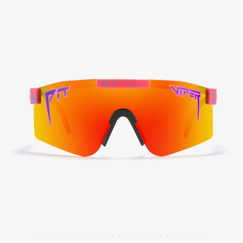 Techwear Adjustable Temple Sunglasses red pit viper double wide polarized men mirrored lens tr90 frame uv400 protection wih case 