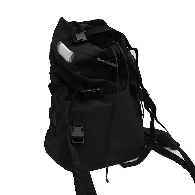 Techwear Alternative Black Backpack Unisex Harajuku Pocket Buckles Tour Bag 