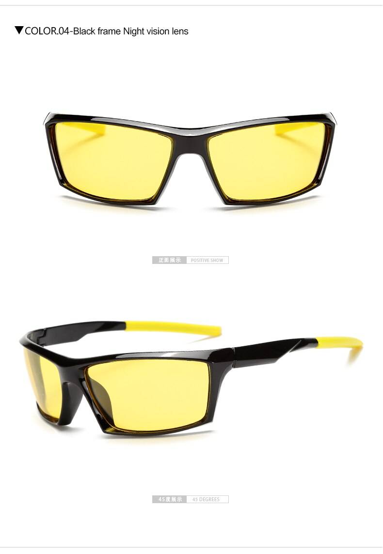 Techwear High Quality Yellow Lens Night Vision Glasses Men Polarized Sunglasses UV400 Driving Anti-glare Goggles Eyewear Oculos Frame Color: 1005 