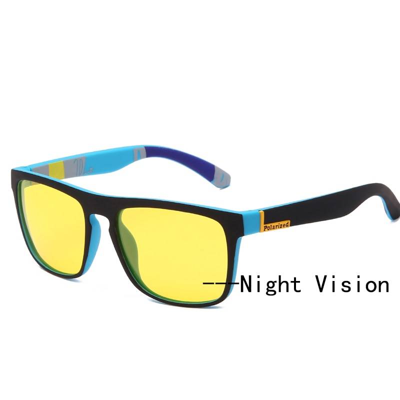 Techwear Night Vision Glasses Men Women Polarized Sunglasses Yellow Lens Anti-Glare Goggle Night Driving Sun glasses UV400 Eyewear Frame Color: blue 
