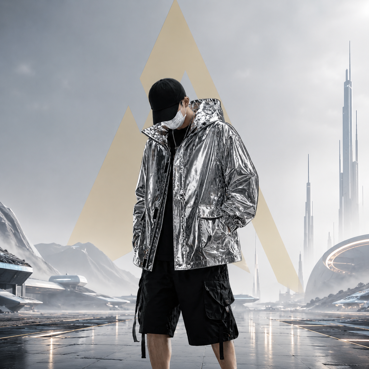 Techwear Reflective Faux Leather Windbreaker Jacket