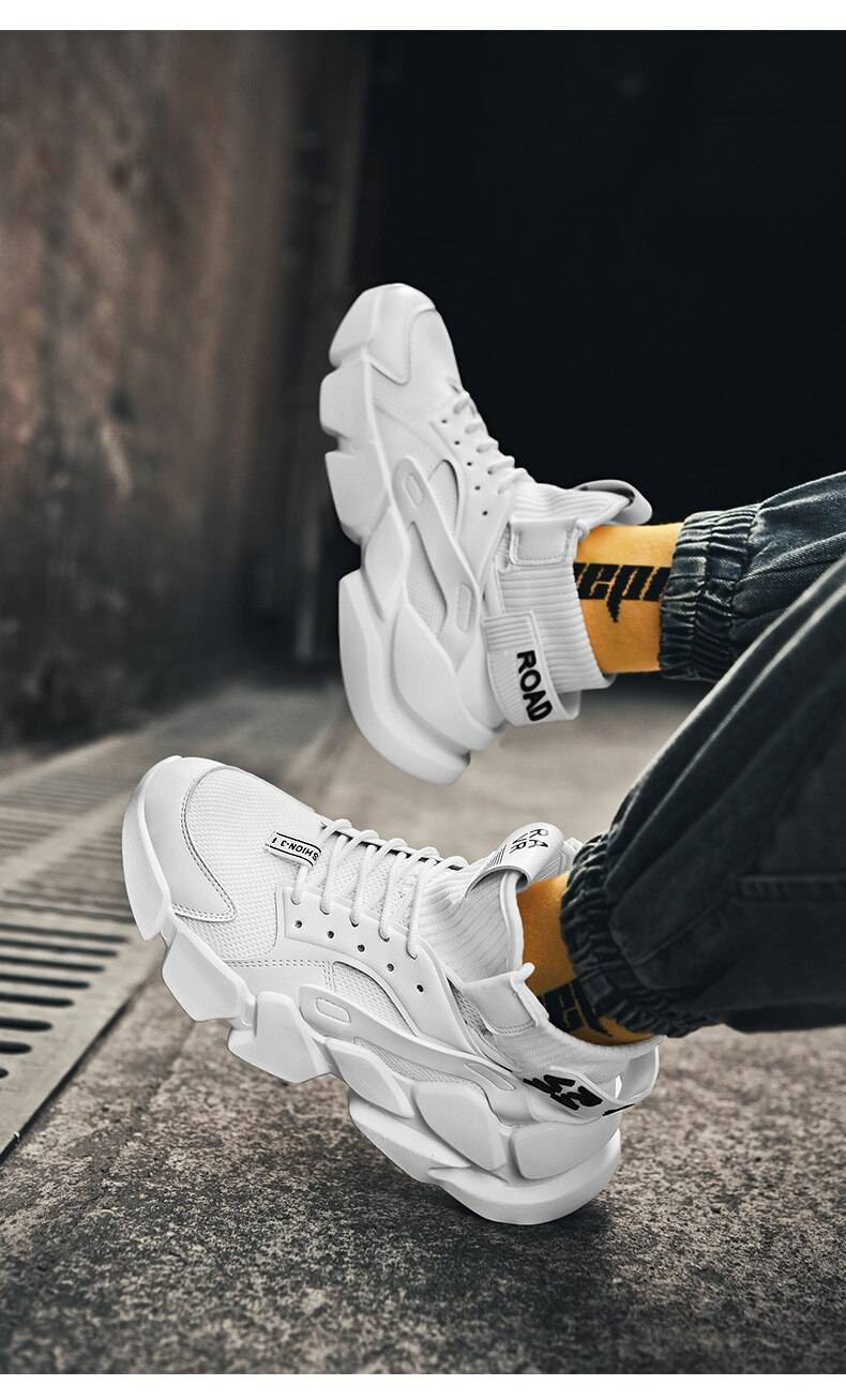 Trend Men&#8217;s Sneakers High-top Comfortable Running Gym Sneaker Autumn 2021 New Breathable White Sneakers Damping Tennis Shoes 