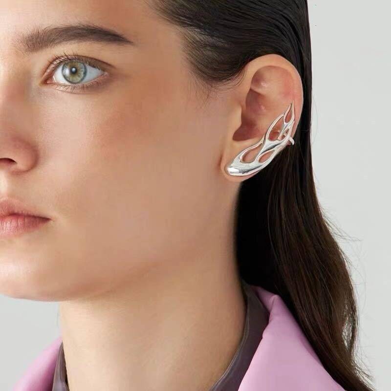 Unisex Flame Shaped Ear Bone Clip Earring 