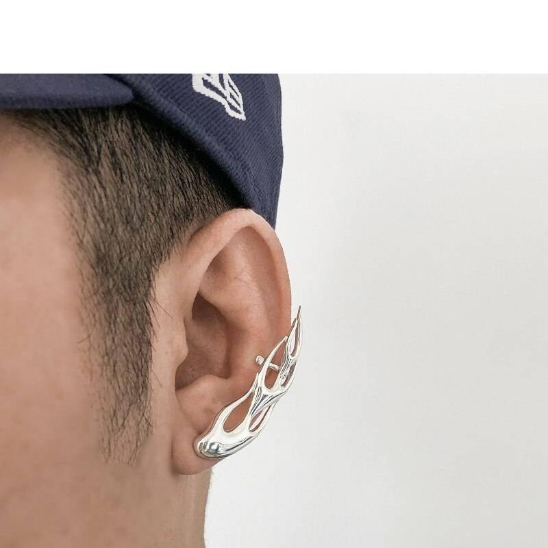 Unisex Flame Shaped Ear Bone Clip Earring 