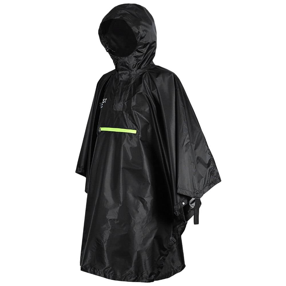 Unisex Neon Detail Waterproof Techwear Cape color: black 