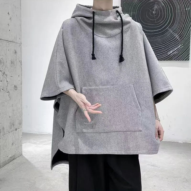 Vintage Punk Techwear Hooded Poncho Cape
