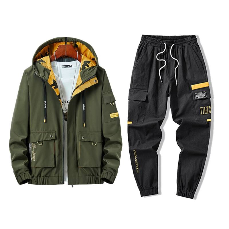 Winter Mens 2 Piece Outfits Men Sportwear Jacket Pants Sets Plus Size Clothes Mens Track Jackets Hip Hop Tracksuit Streetwear 