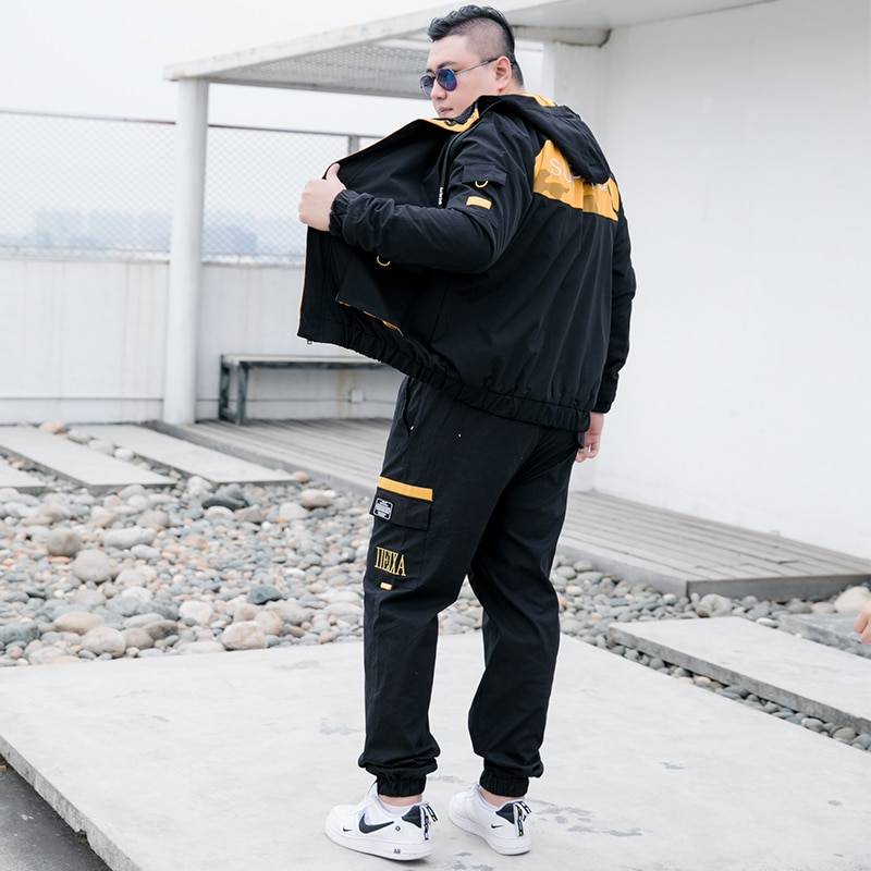 Winter Mens 2 Piece Outfits Men Sportwear Jacket Pants Sets Plus Size Clothes Mens Track Jackets Hip Hop Tracksuit Streetwear 